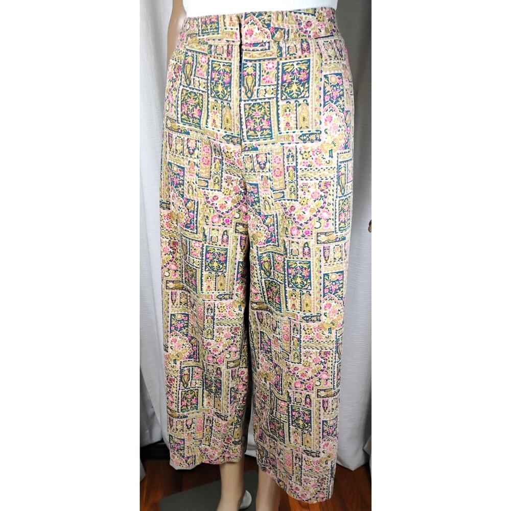 Talbots Patchwork Floral Wide Leg Pants Cottagecore Boho Womens 12